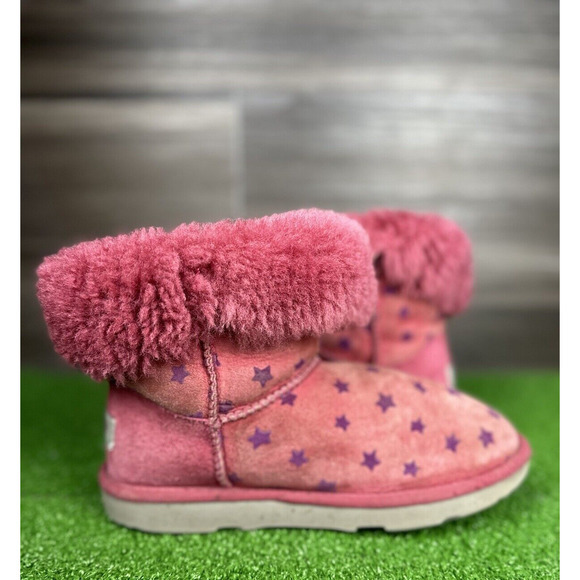 UGG Navy Stars Pop Coral‎ Suede Boots US size 3 - Picture 2 of 5